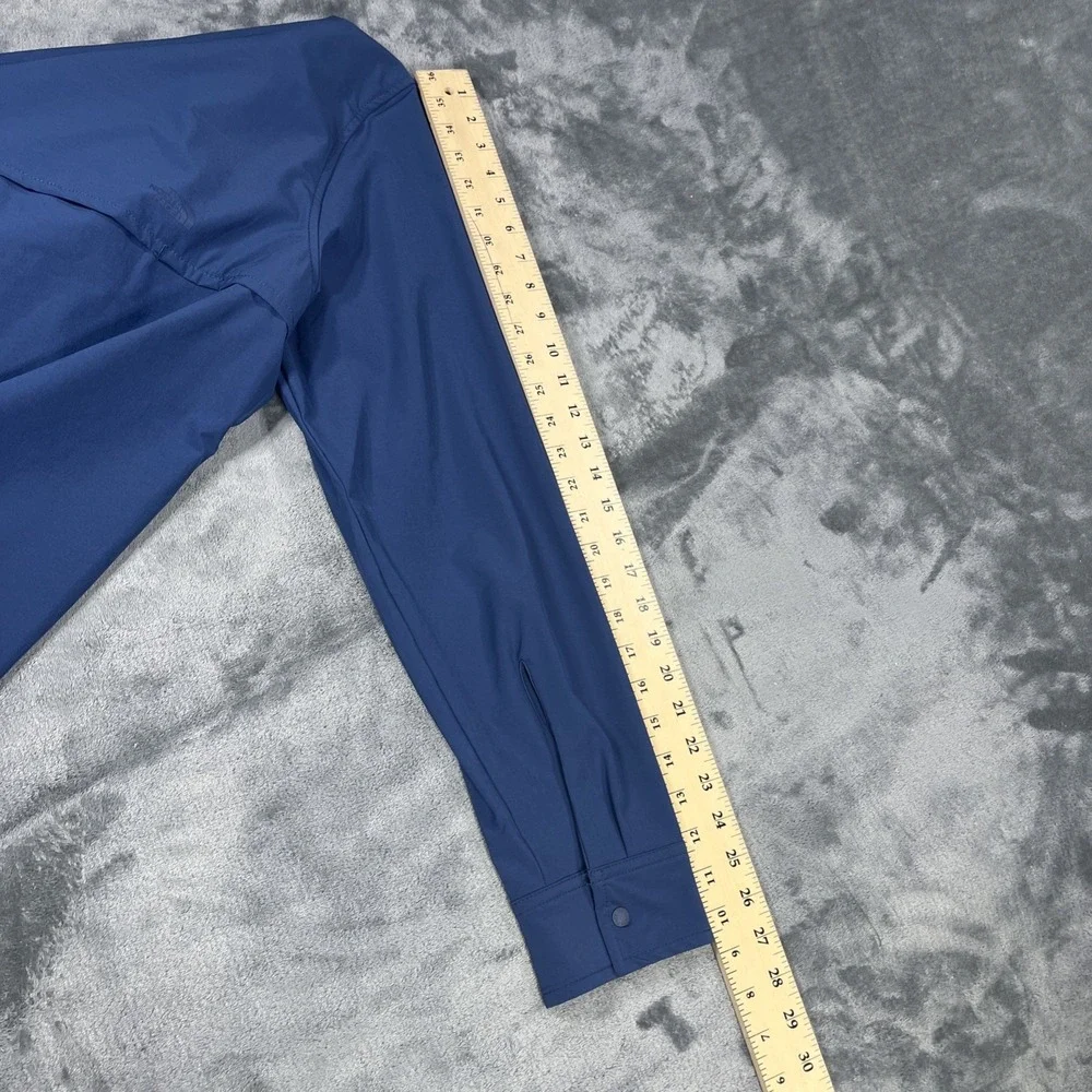 North Face Shirt Men Large Blue Vapor Wick Long Sleeve Button Double Pocket Vent